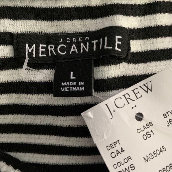 J. Crew Dress Women Large Black White Striped T-Shirt‎ Dress Mercantile Nautical - Picture 6 of 8